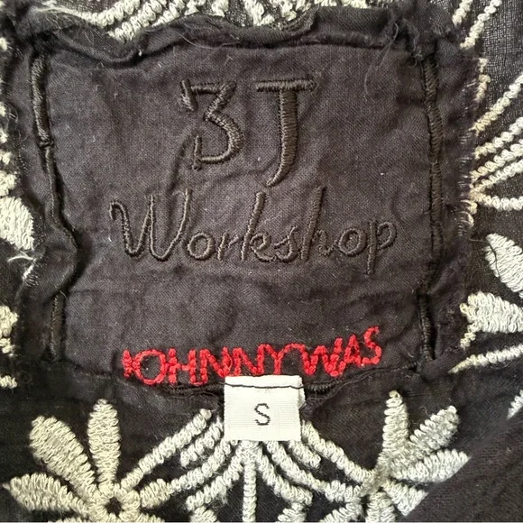 Johnny Was Black and White Embroidered Boho Tunic Blouse - Picture 13 of 14